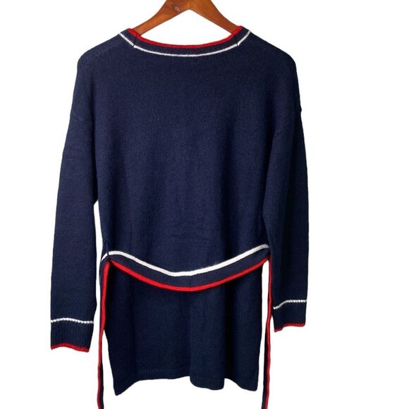 Vigoss Gold Pearl Button Up Tie Waist Long Sweater Cardigan Patriotic 4th July - Picture 9 of 16